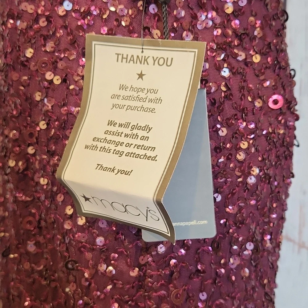 Adrianna Papell Beaded Long Blouson Dress Cassis 8 NWT - Picture 6 of 16